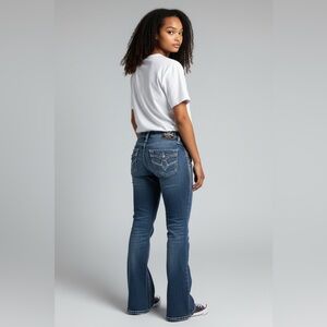 Rock Republic Betty 31 Stylish Easy Boot Blue Embellished Women's Jeans